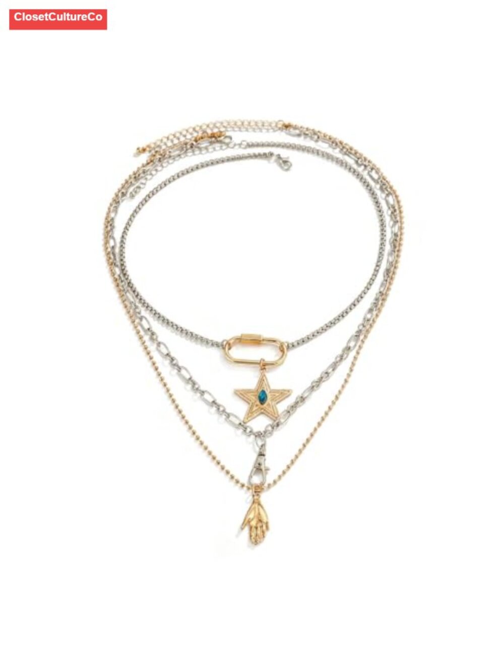 Gold Layered Necklaces 3-Piece Paperclip Chain Coin Charm Women